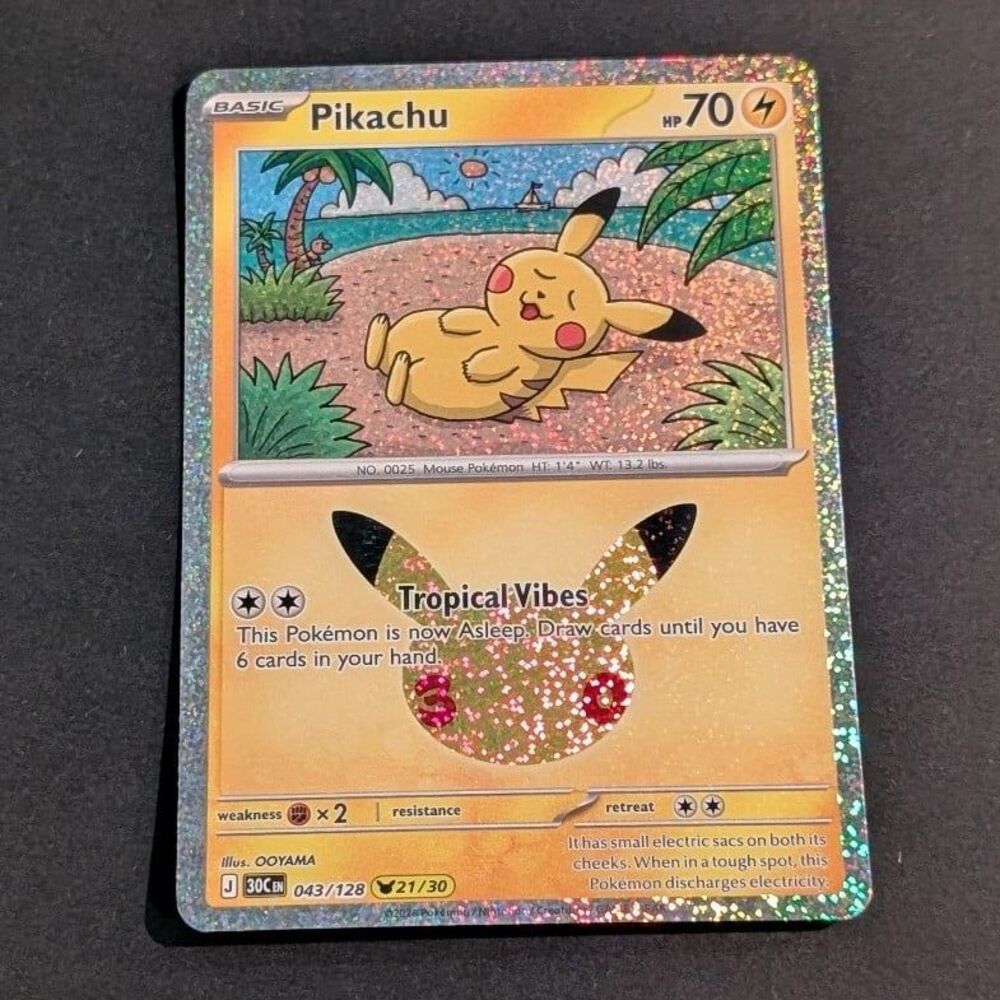 Pikachu Holo 043/128 21/30 30C: 30th Anniversary Celebration Pokemon TCG